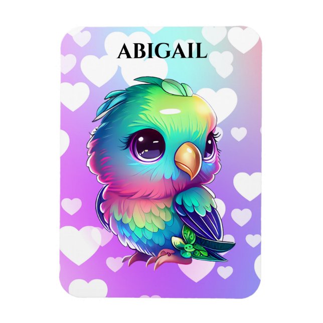Rainbow Bird & Hearts   Magnet (Vertical)
