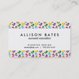 Rainbow Bird Print Girly Colorful Birdie Pattern Business Card