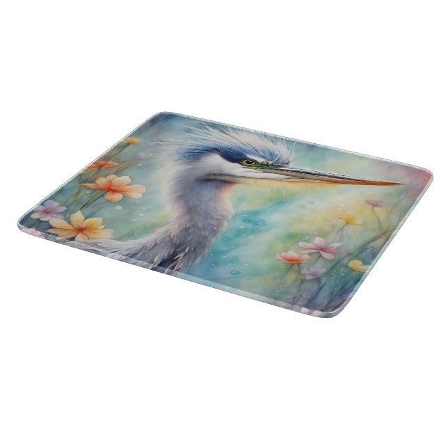 Rainbow Birds Blue Heron 1 Cutting Board (Corner)