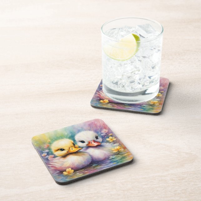 Rainbow Birds Duck 2 Beverage Coaster (Right Side)
