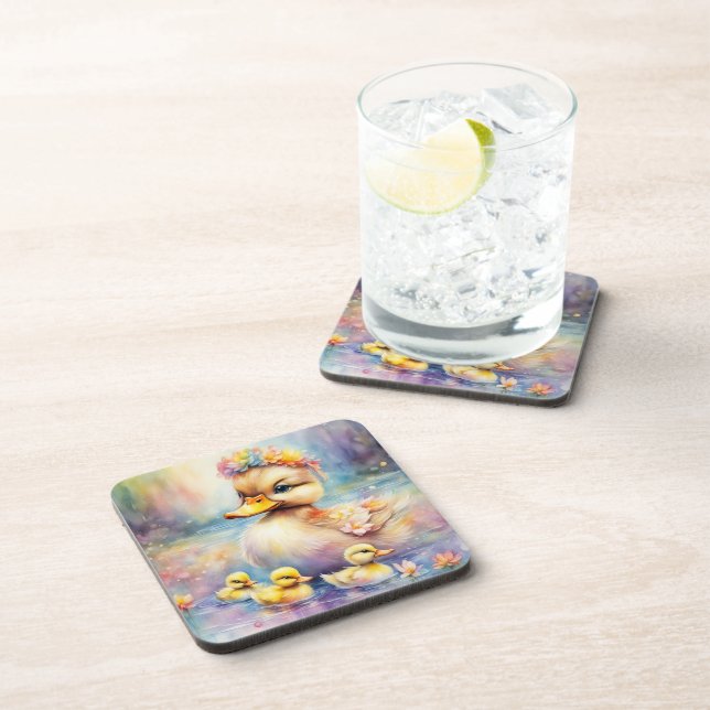 Rainbow Birds Duck 5 Beverage Coaster (Right Side)