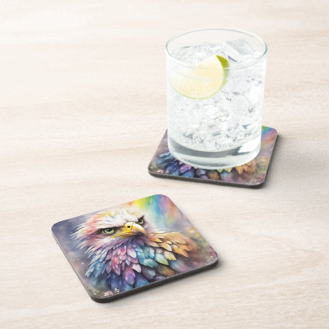 Rainbow Birds Eagle 2 Beverage Coaster (Right Side)