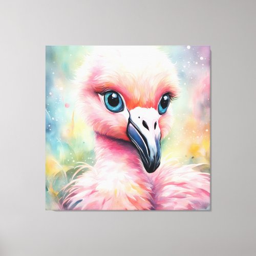 Rainbow Birds Flamingo 3 Canvas Print
