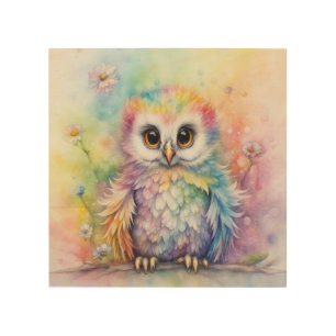 Rainbow Birds Owls 2 Wood Wall Art