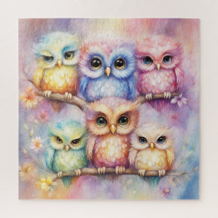 Rainbow Birds Owls 3 Jigsaw Puzzle