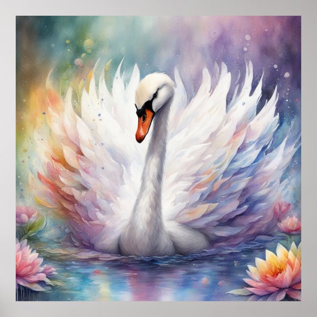 Rainbow Birds Swan 1 Poster (Front)