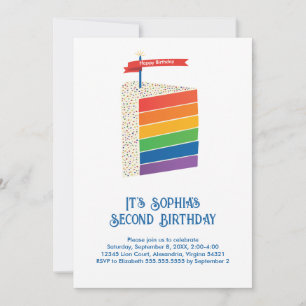 Rainbow Birthday Cake, All Ages Birthday Party Invitation