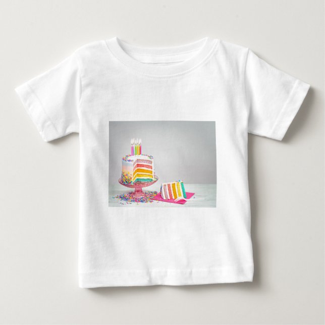 rainbow Birthday Cake Baby T-Shirt (Front)