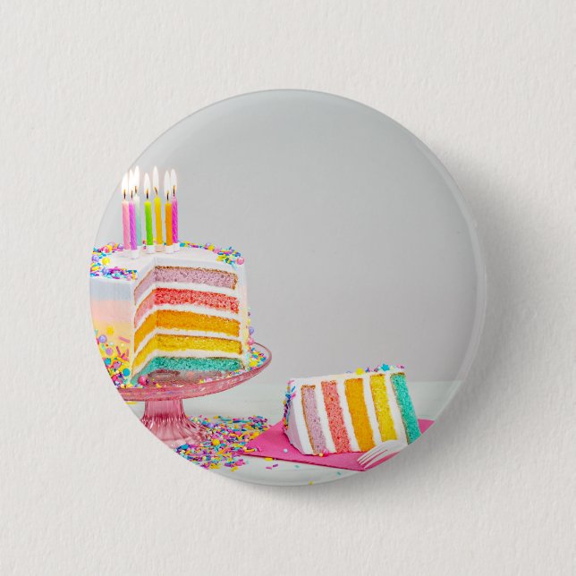 rainbow Birthday Cake Button (Front)