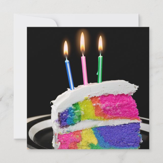 Rainbow Birthday Cake Party Invitation (Front)