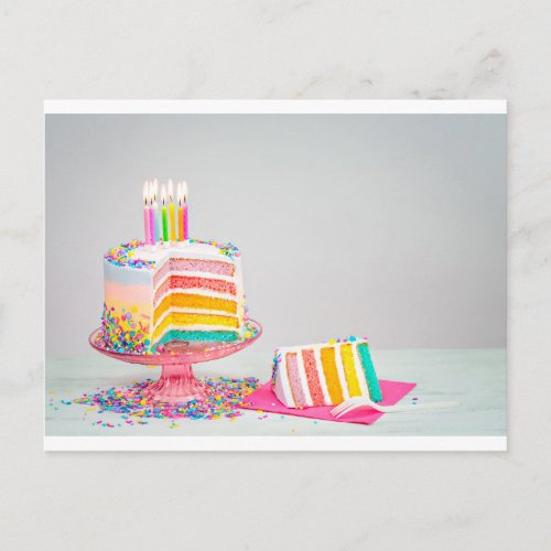 rainbow Birthday Cake Postcard