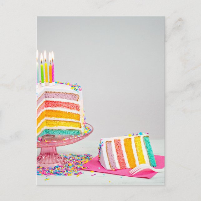 rainbow Birthday Cake Postcard (Front)