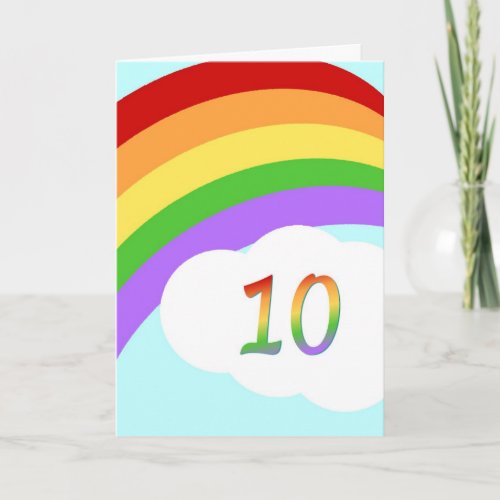 Rainbow Birthday Card For 10 Year Old