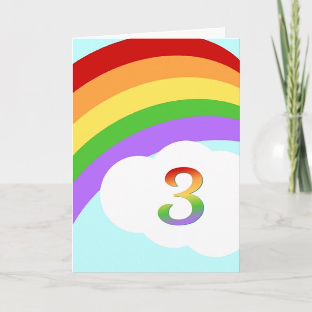 Rainbow Birthday Card For 3 Year Old (Front)