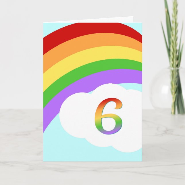 Rainbow Birthday Card For 6 Year Old (Front)
