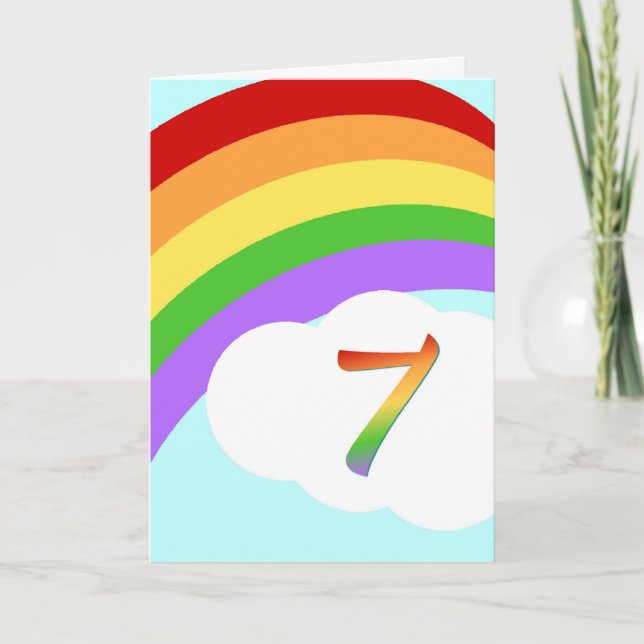 Rainbow Birthday Card For 7 Year Old (Front)