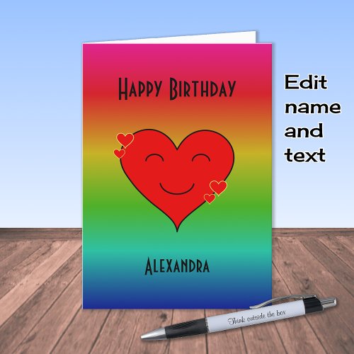 Rainbow birthday custom text card