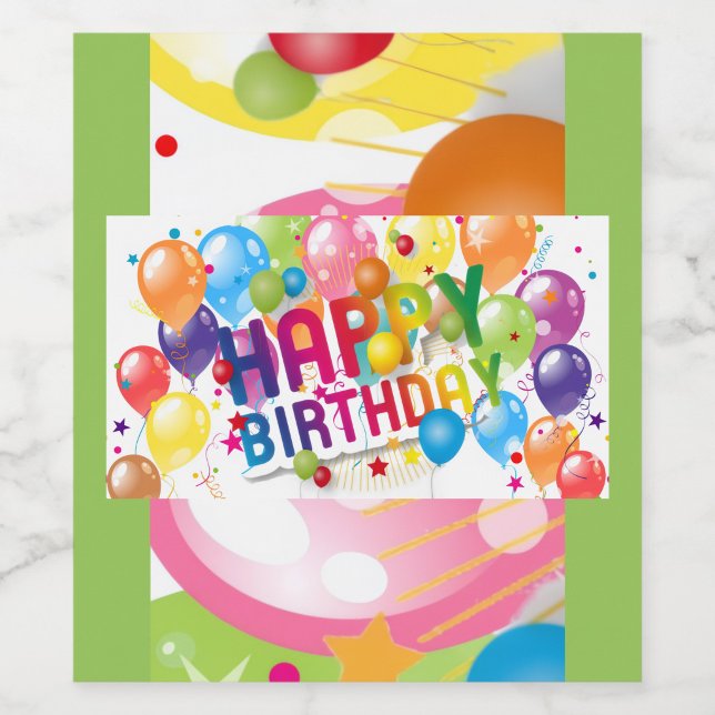 Rainbow Birthday Food and Beverage Label Set ("Bursting with birthday joy")