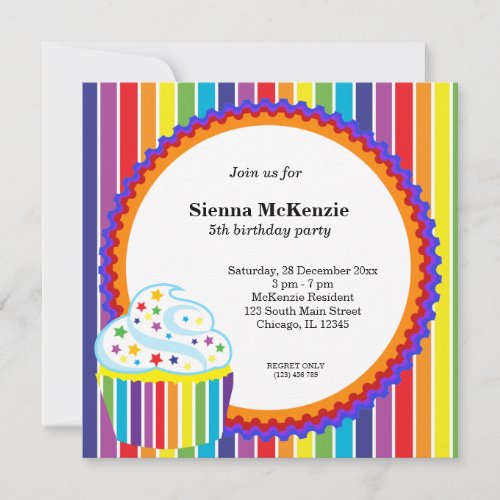 Rainbow Birthday Custom Invite