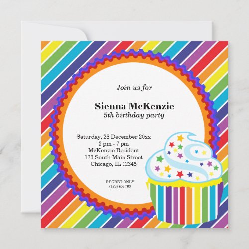 Rainbow Birthday Personalized Invitation
