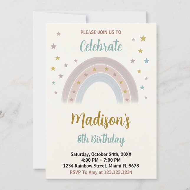 Rainbow Birthday Invitation (Front)