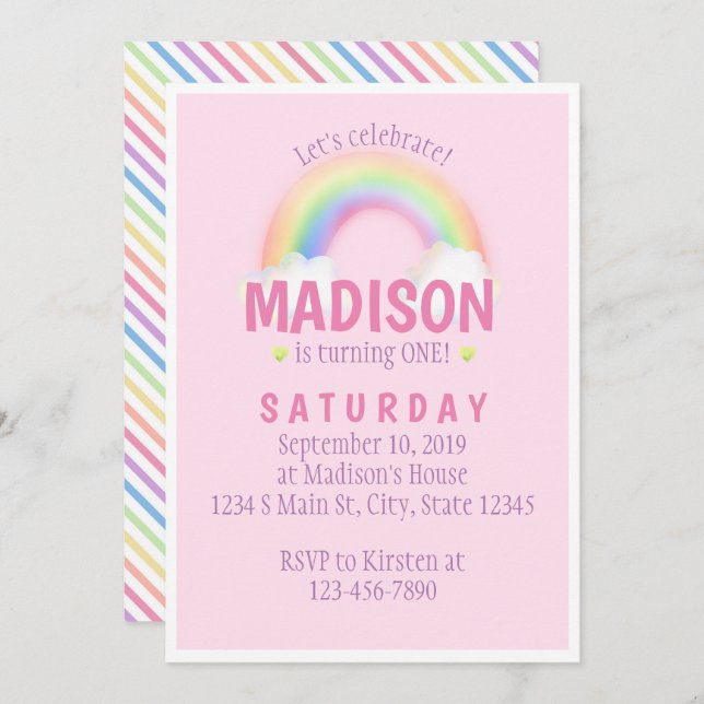 Rainbow Birthday Invitation (Front/Back)