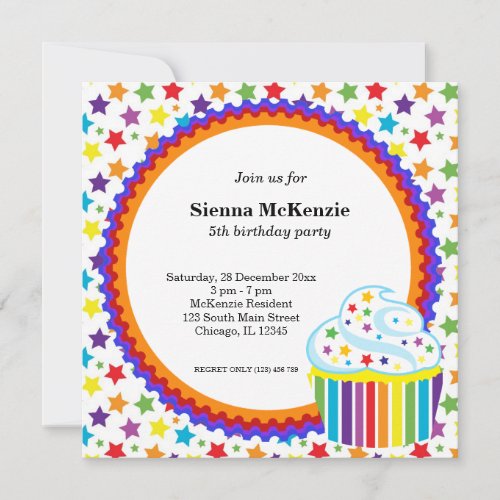 Rainbow Birthday Personalized Invite