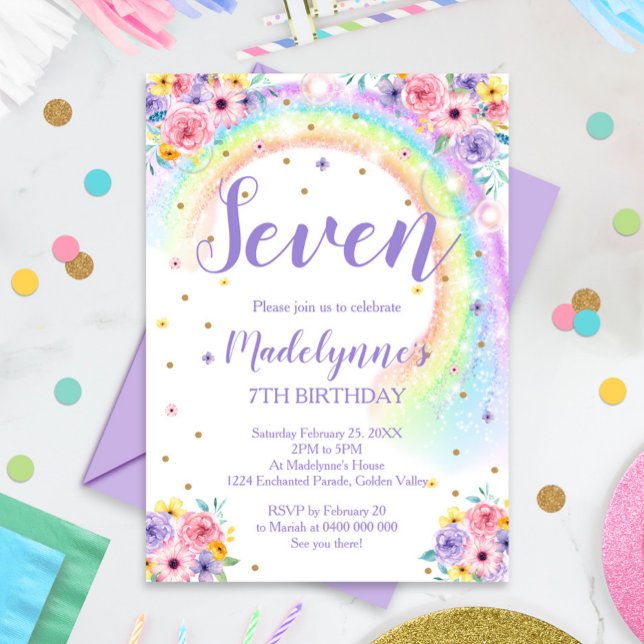 Rainbow Birthday Invitation AGE (Creator Uploaded)