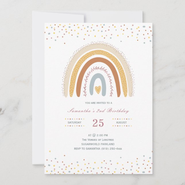 Rainbow Birthday Invitation Girls (Front)