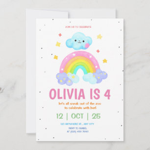 Rainbow Birthday Invitation Girls Rainbow Party