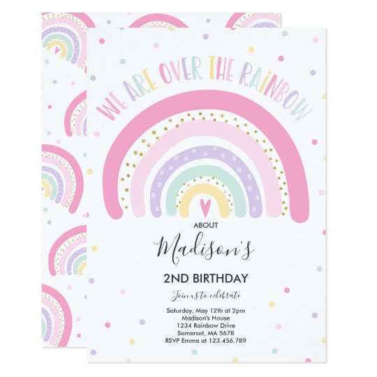 Rainbow Birthday Invitation Pastel Rainbow Party | Zazzle.com