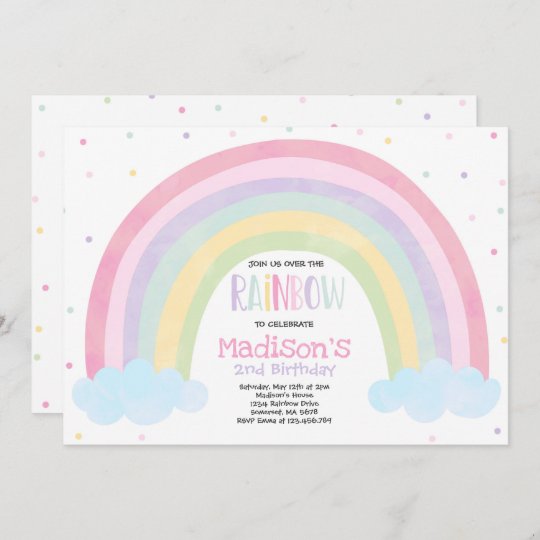 Rainbow Birthday Invitation Pastel Rainbow Party | Zazzle.com