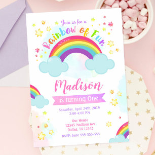Rainbow Birthday Invitation, Rainbow of Fun Invitation
