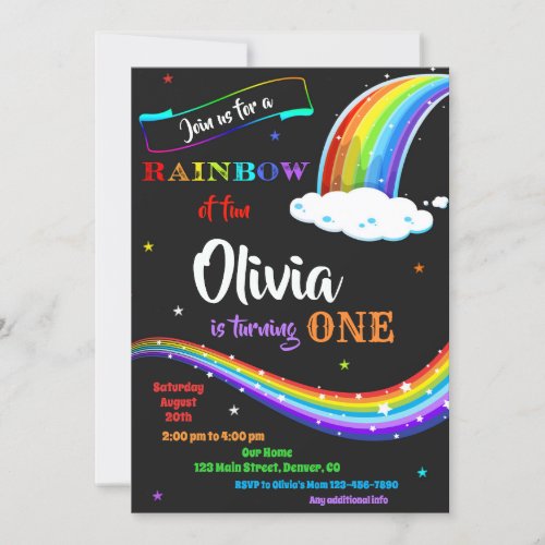Rainbow birthday invitation Rainbow of fun party