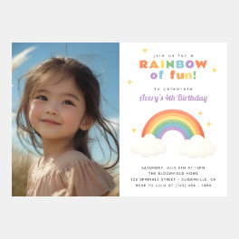 Rainbow Birthday Invitation with Custom Photo 