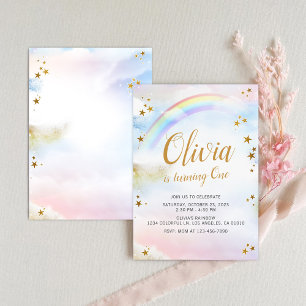 Rainbow Birthday Invite Pastel Colorful Magical
