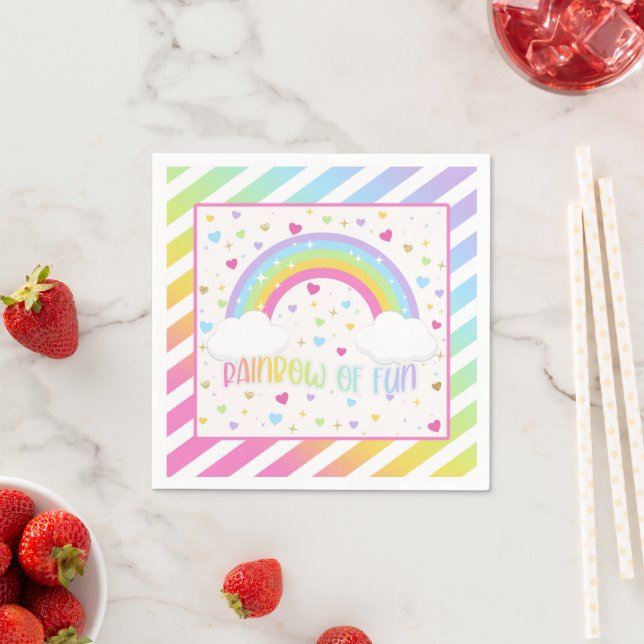 Rainbow Birthday Napkin - Pastel (Insitu)