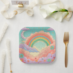 rainbow Birthday or Shower Paper Plates