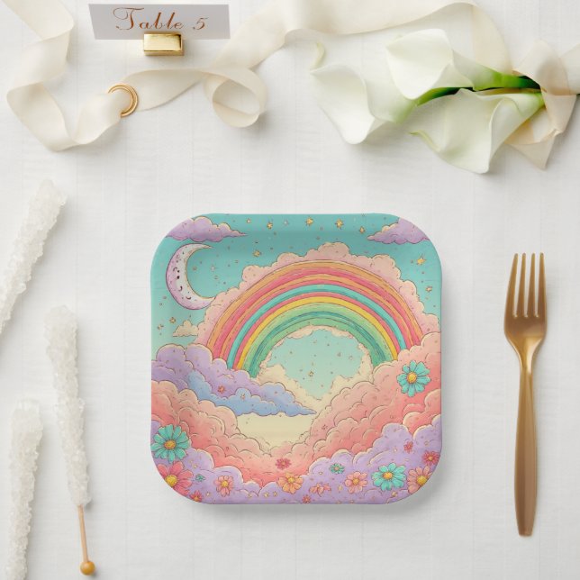 rainbow Birthday or Shower  Paper Plates (Wedding)