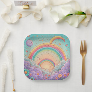 rainbow Birthday or Shower Paper Plates