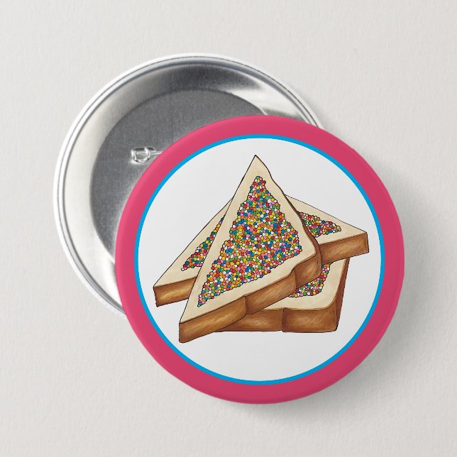 Rainbow Birthday Party Australian Fairy Bread Food Button (Front & Back)
