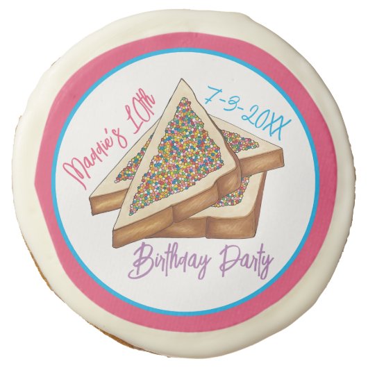 Rainbow Birthday Party Australian Fairy Bread Food Sugar Cookie (Front)