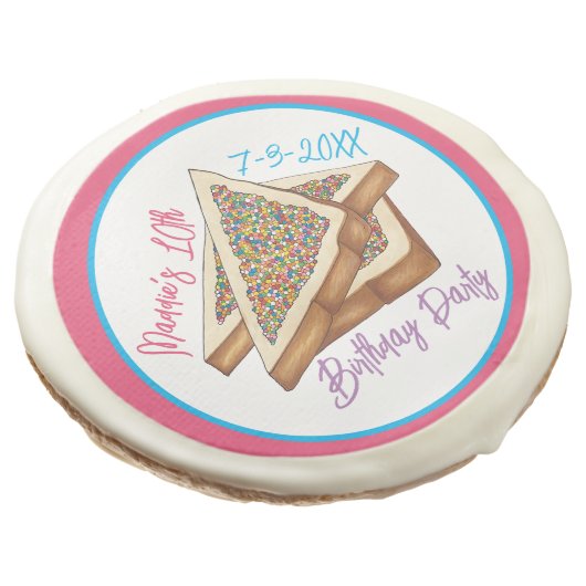 Rainbow Birthday Party Australian Fairy Bread Food Sugar Cookie (Angled)