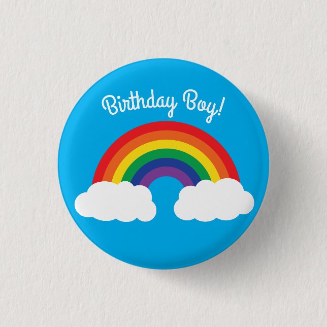 Rainbow Birthday Party Button (Front)