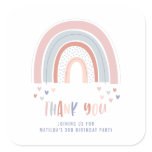 Rainbow birthday party decor in pink purple blue square sticker Rainbow birthday party decor in pink purple blue square sticker