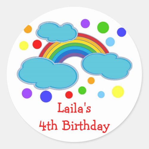 Rainbow Birthday Party Favor Labels