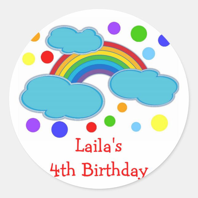 Rainbow Birthday Party Favor Labels (Front)