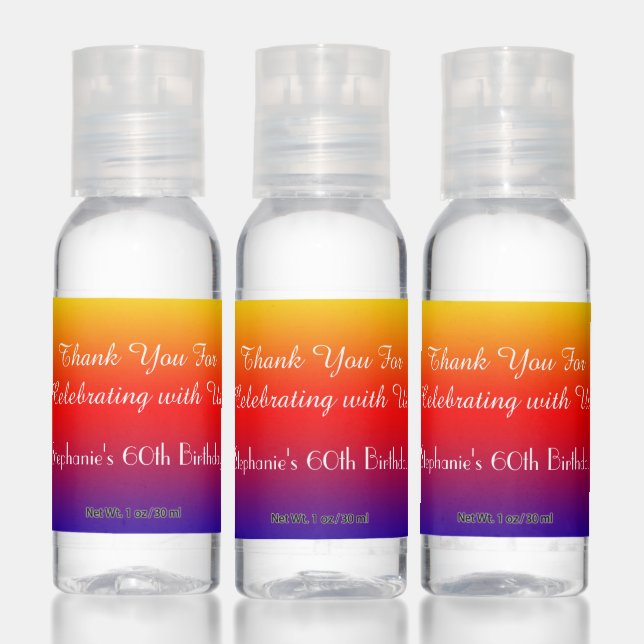 Rainbow Birthday Party Favor Set of 12 Hand Sanitizer (Set)