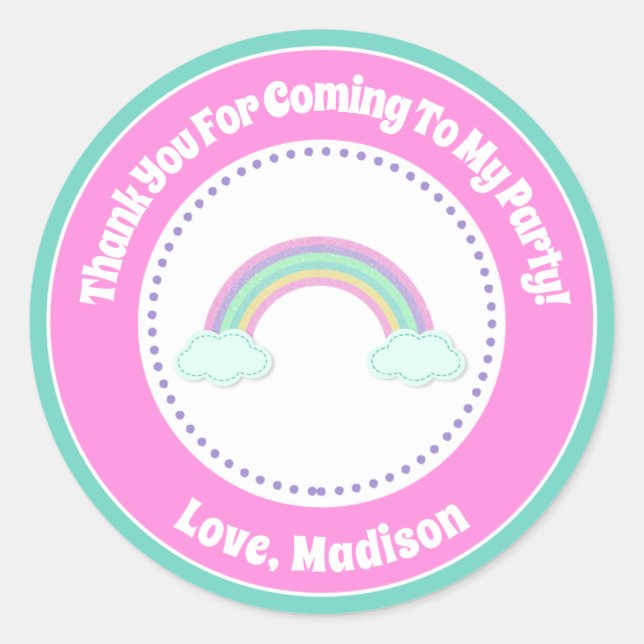 Rainbow Birthday Party Favor Stickers (Front)