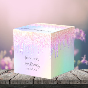 Rainbow birthday party glitter rose gold thank you favor boxes